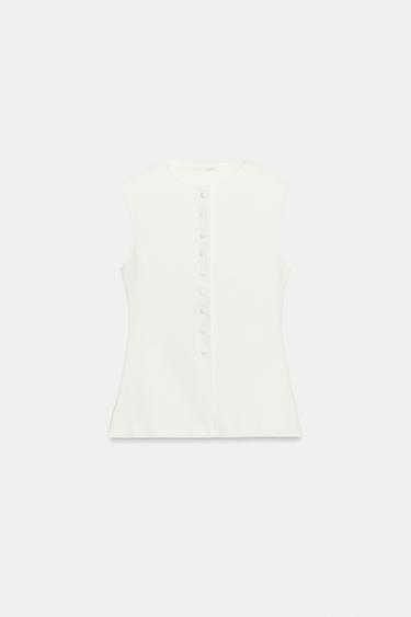BUTTONED WAISTCOAT TOP - Oyster-white by Zara