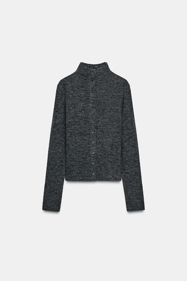 CHAQUETA CUELLO ALTO SOFT - Gris antracita de Zara