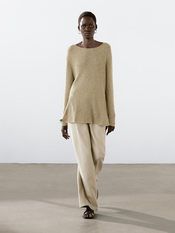 Cotton blend knit sweater