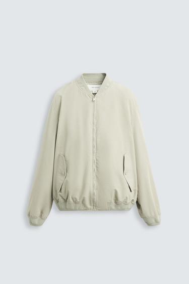 RELAXED FIT BOMBER JACKET - White / Grey by Zara