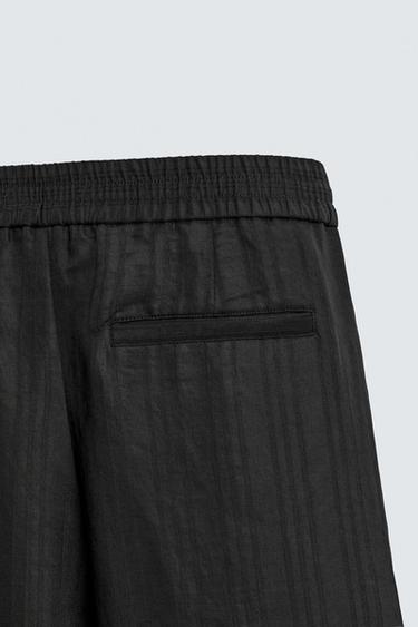 PANTALON EN JACQUARD À RAYURES - Noir de Zara - Image 8