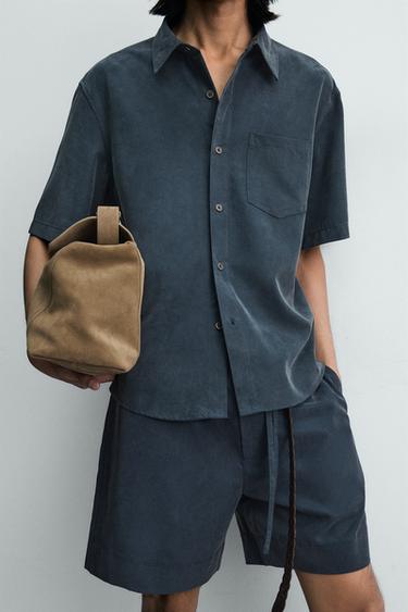 CHEMISE RELAXED FIT EFFET DÉLAVÉ - bleu pétrole délavé de Zara - Image 5