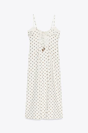 ROBE MIDI À POIS - Écru / Marron de Zara - Image 10