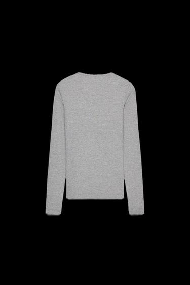 CAMISETA RIB BOTONES - Gris vigoré de Zara