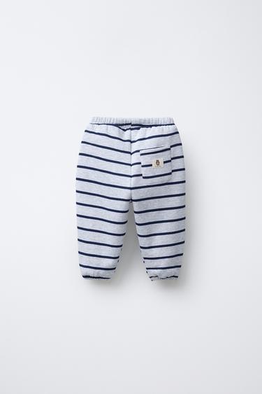 STRIPED PLUSH JOGGING TROUSERS - Grey / Blue by Zara - Image 1