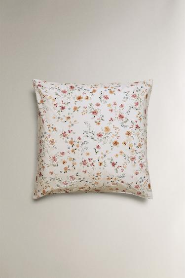 FLORAL COTTON PERCALE PILLOWCASE (200 THREAD COUNT) - Oyster-white by Zara - Image 2
