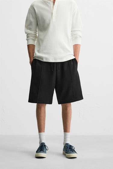 RELAXED FIT JOGGER BERMUDA SHORTS - Black by Zara