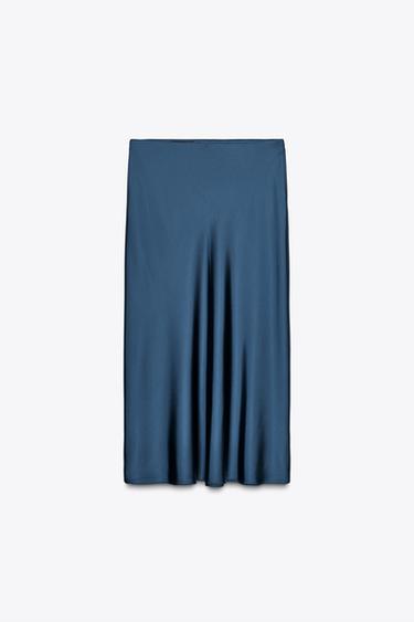 SAIA MIDI ACETINADA - Azul-esverdeado da Zara - Imagem 0