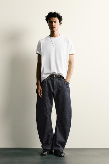 Zara 直筒桶型牛仔褲 - 靛青色