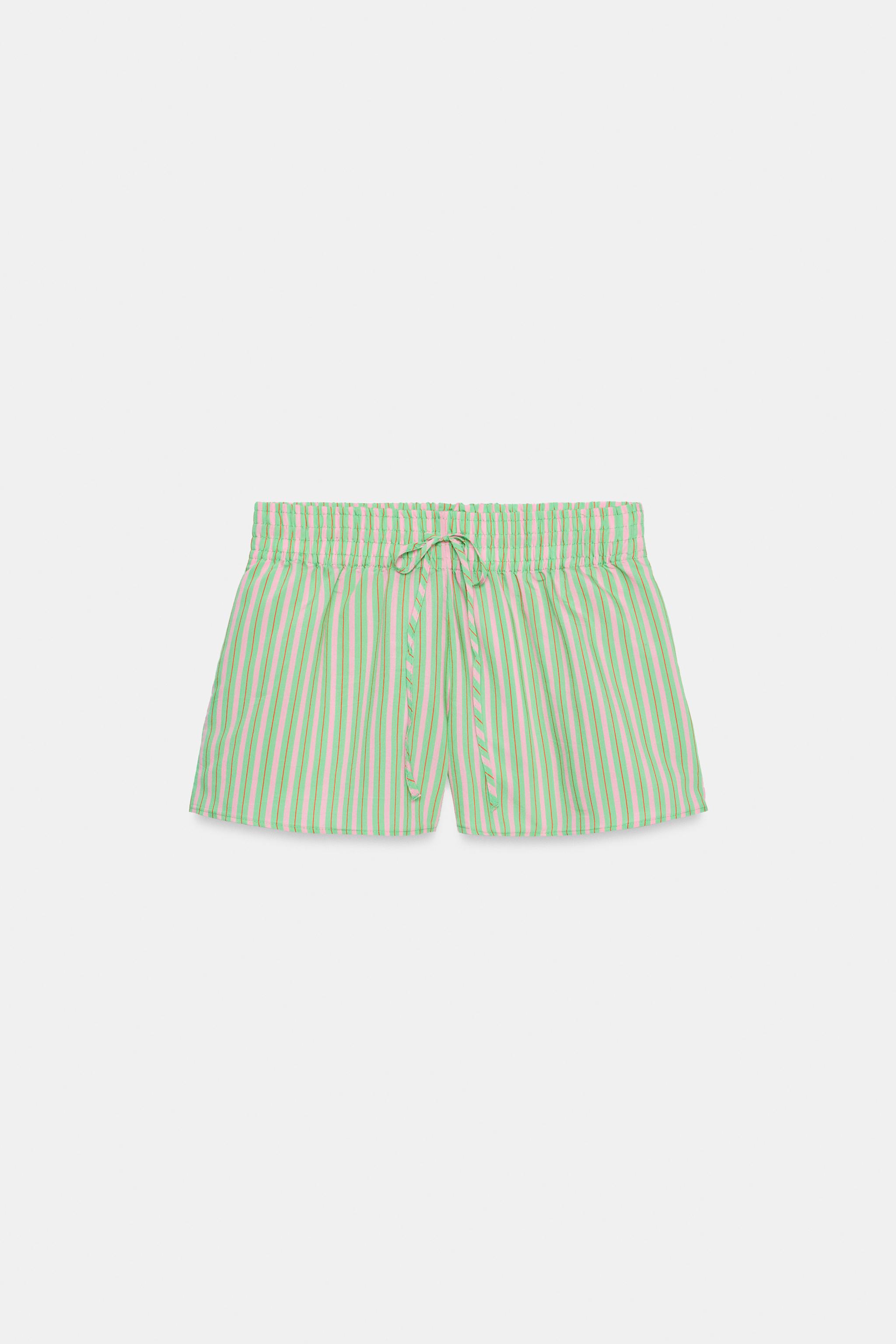Женские шорты Zara STRIPED POPLIN SHORTS — фото 5