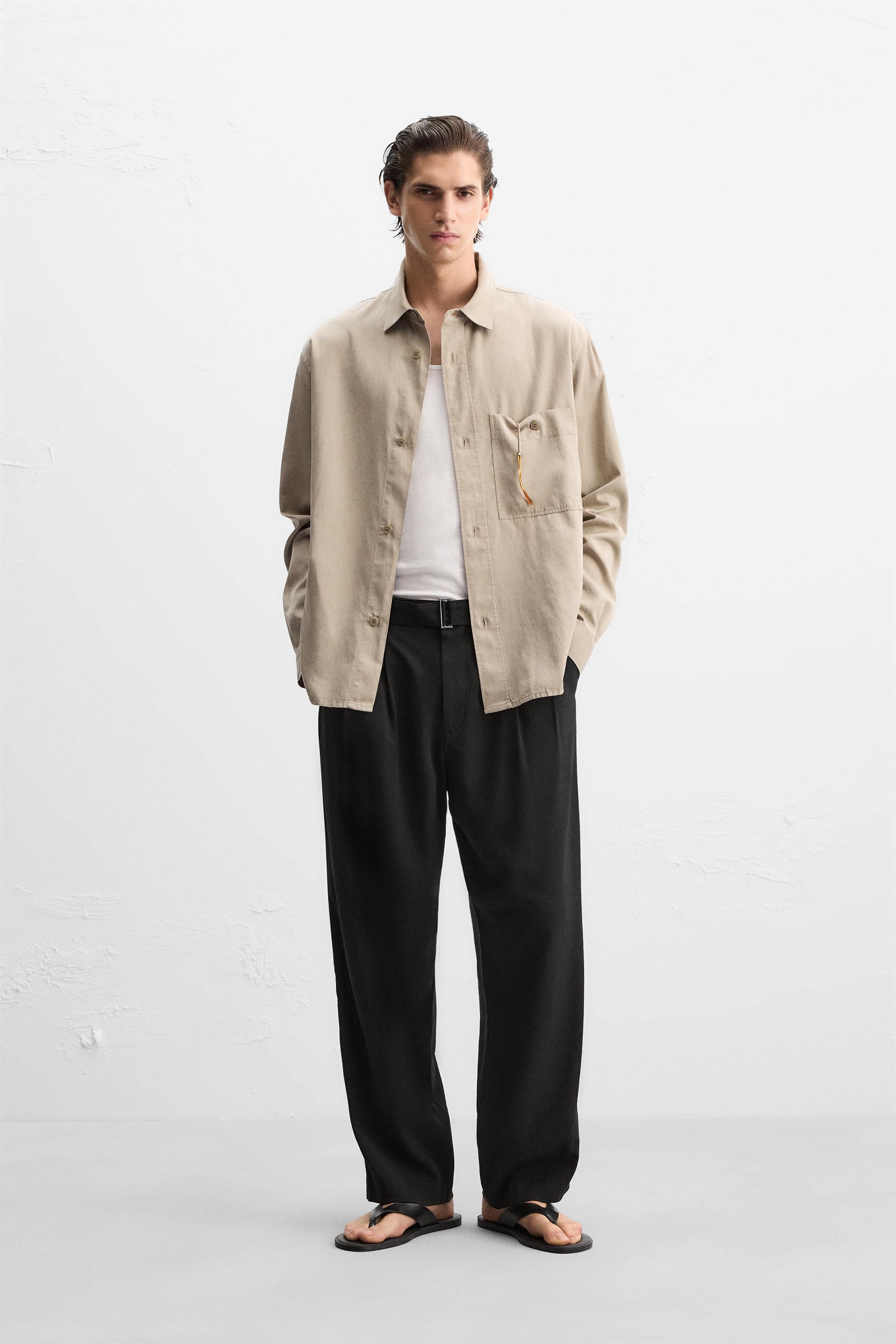 Belted pants zara on sale