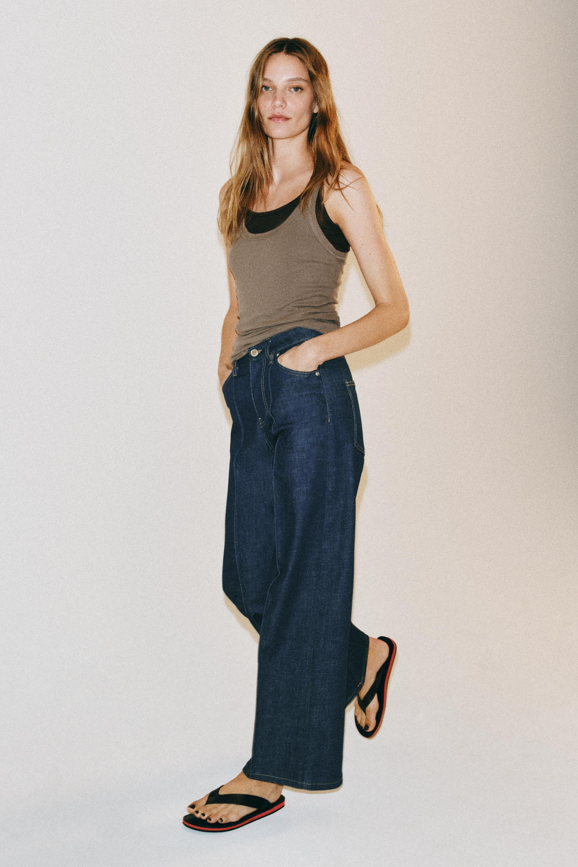 Jeans wide leg tiro alto