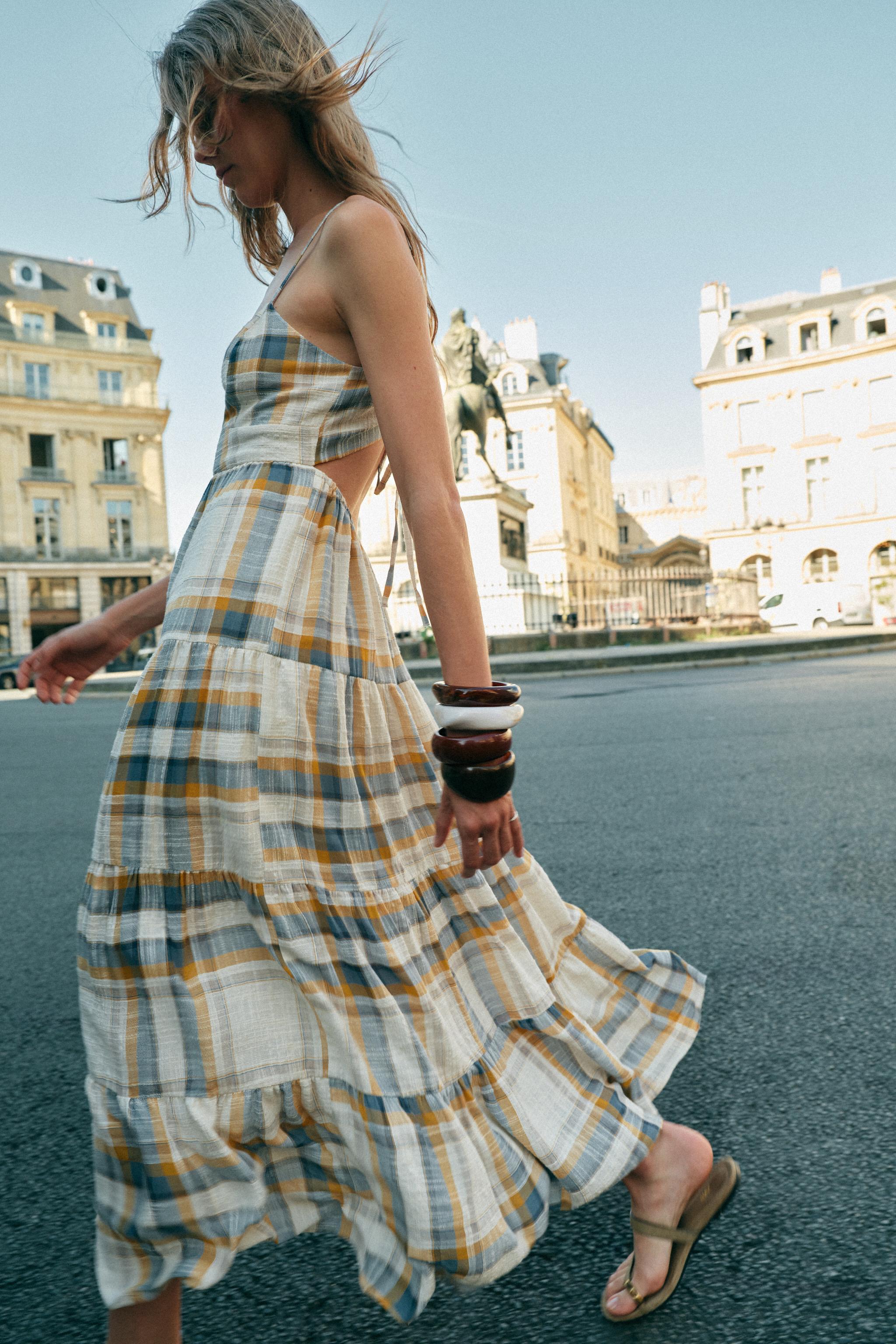 LONG PLAID DRESS