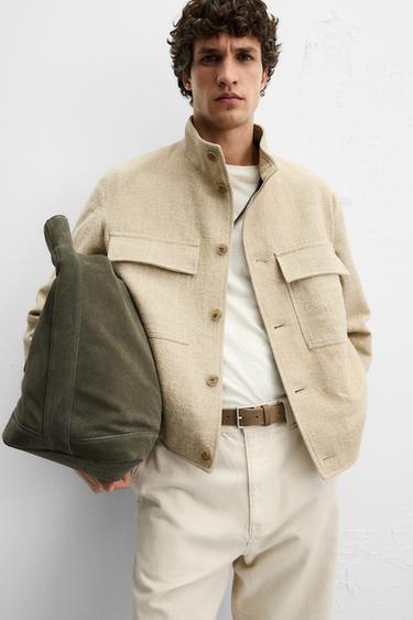 LINEN - COTTON BLEND JACKET - Light beige by Zara
