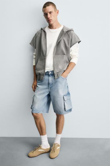 SHORT EN JEAN CARGO - Bleu clair de Zara - Image 4