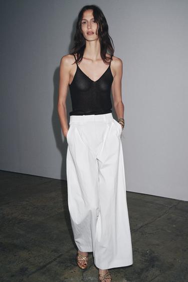 PANTALON À PINCES EFFET TECHNIQUE ZW COLLECTION - Blanc cassé de Zara - Image 1