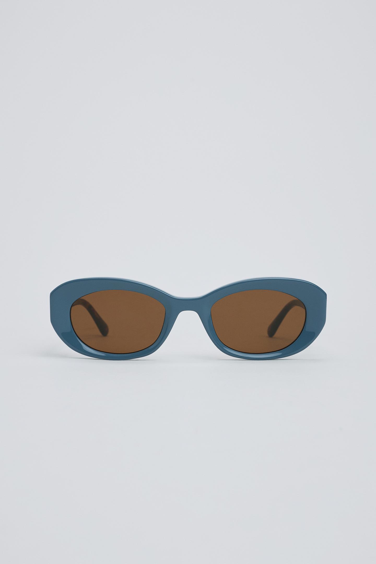 Женские солнцезащитные очки Zara Combined Oval, цвет: Голубоватый — фото 6