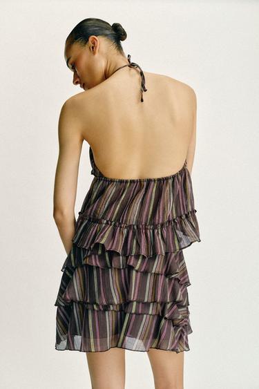 METALLIC THREAD STRIPED SKORT - Brown by Zara - Image 4