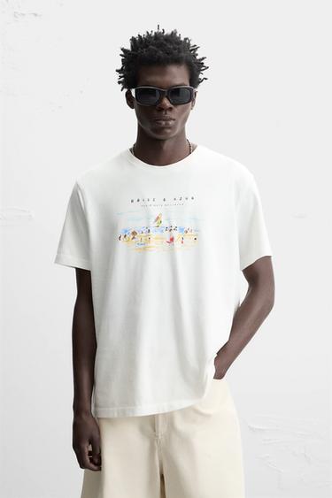 CONTRAST PRINT T-SHIRT - Oyster-white by Zara