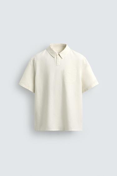 POLO REGULAR FIT RAMI - KATUN - Putih dari Zara