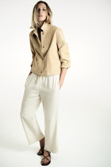 Zara ZW COLLECTION JOGGER PANTS - Ecru - Image 0
