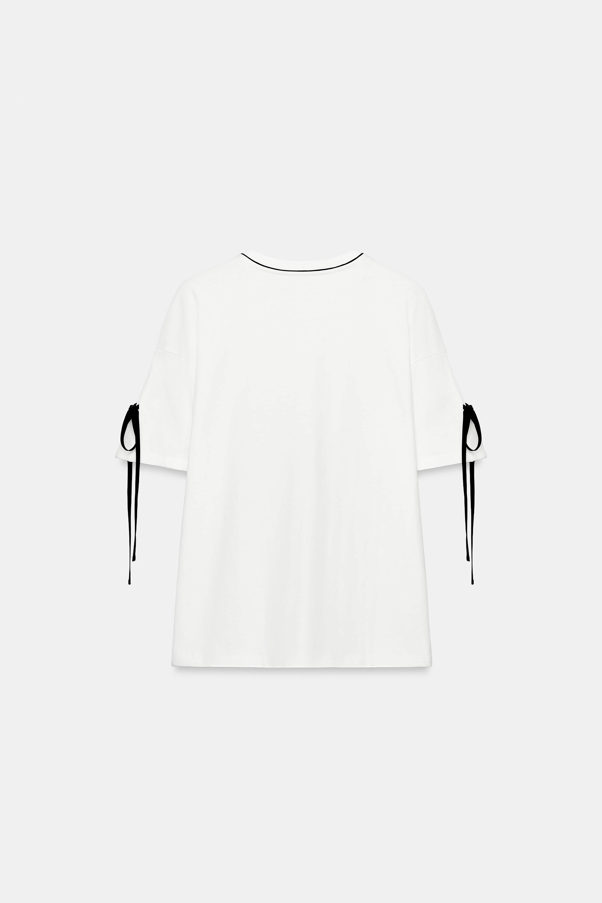 Zara BİYE VE FİYONK DETAYLI T-SHIRT görsel 7
