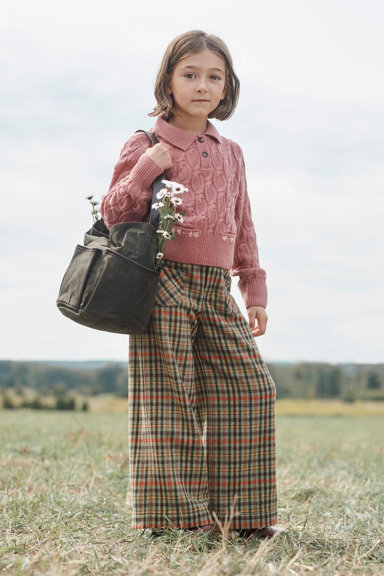 Cable Knit Polo Zara Check Polo Sweater 100% WOOL CABLE KNIT POLO