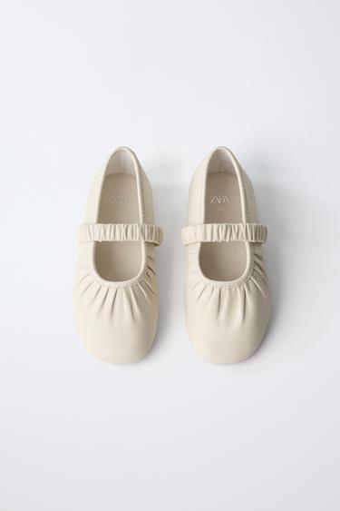 LEATHER BALLET FLATS - White by Zara - Image 3
