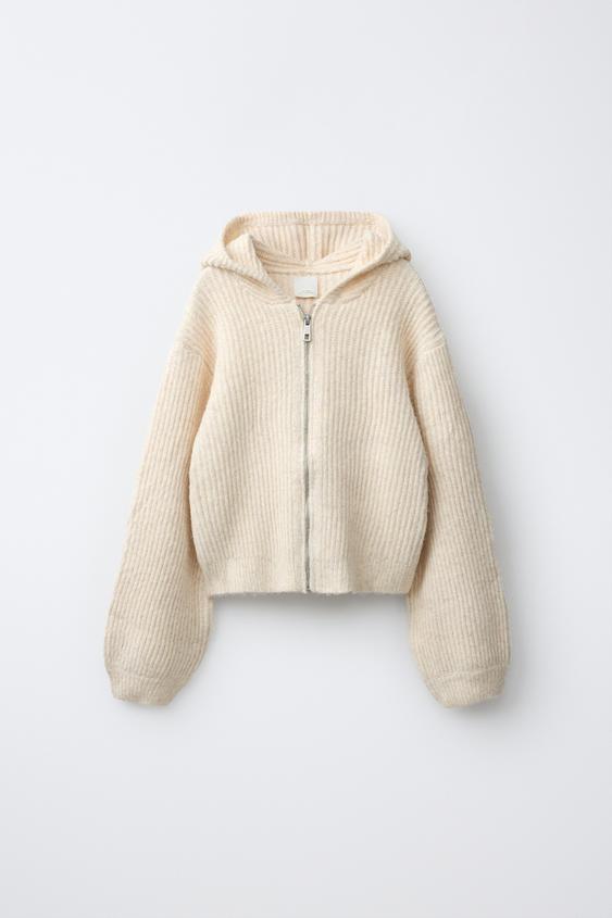 HOODED CARDIGAN - camel by Zara - Image 0