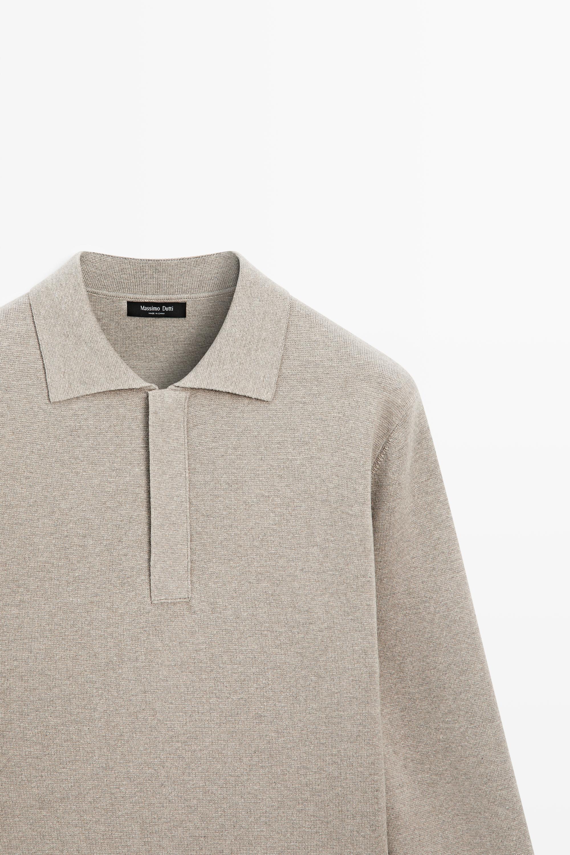 Cotton blend knit zip polo sweater