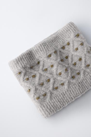 CACHE-COL EN MAILLE À POIS - Sable | ZARA France