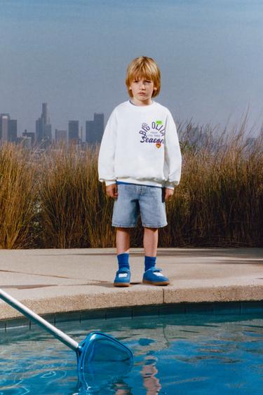 Zara PRINT AND PATCH SWEATSHIRT - White