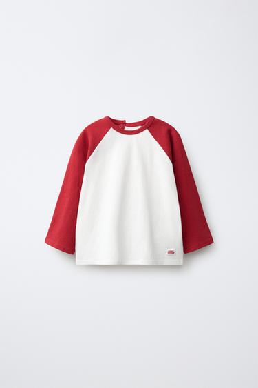 CONTRAST RAGLAN SLEEVE T-SHIRT - Red by Zara