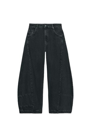 ZW COLLECTION BALLOON LOW-RISE JEANS - Black by Zara