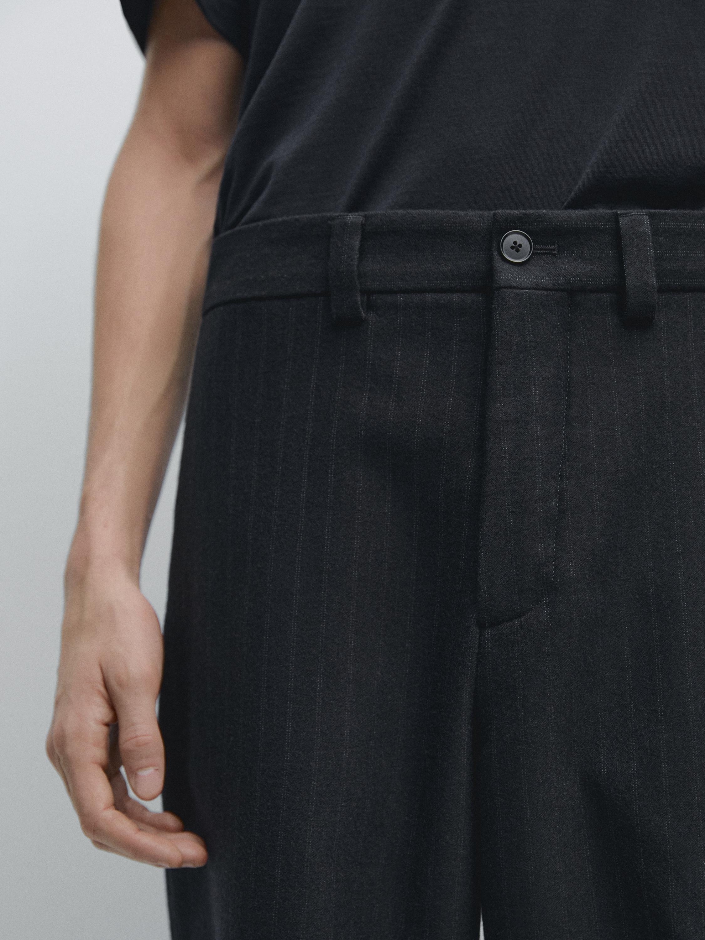 Flannel trousers with double stripe