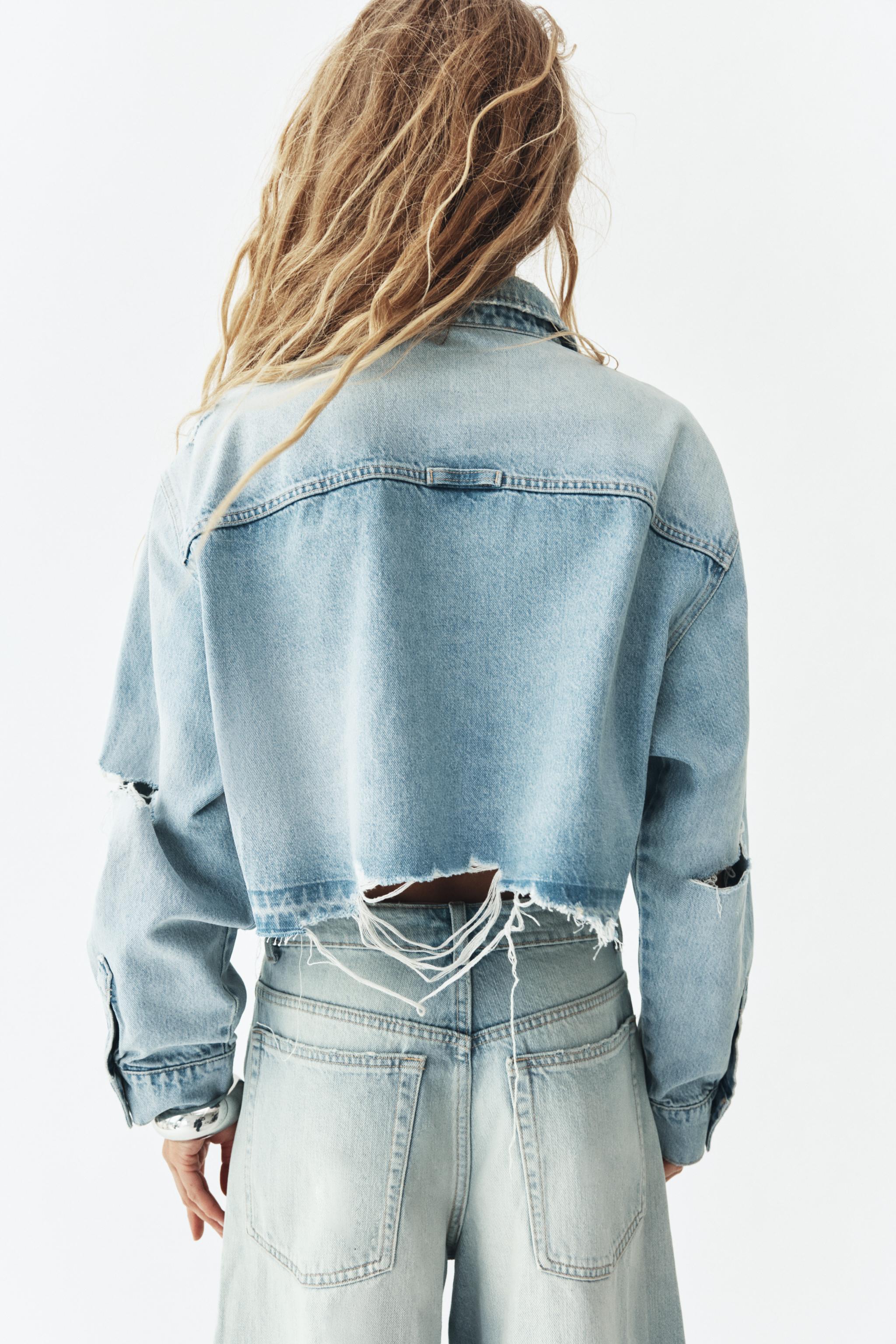 SURCHEMISE CROP EN DENIM TRF