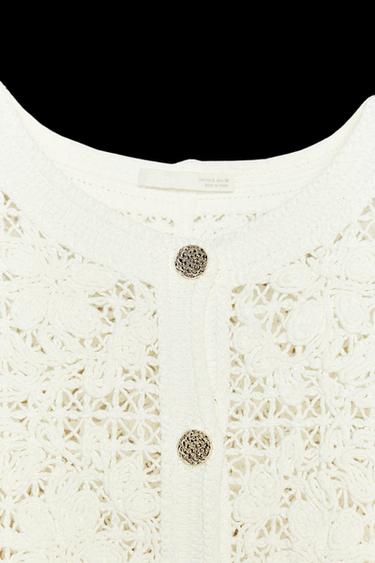 CROCHET JACKET WITH BUTTONS - Oyster-white by Zara