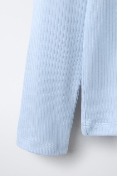 PLAIN RIBBED T-SHIRT - Blue by Zara - Image 3