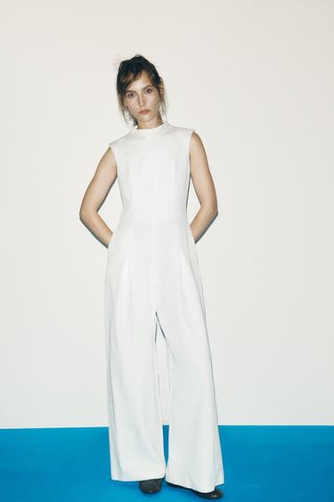 LONG SLEEVELESS JUMPSUIT - White by Zara - Image 0
