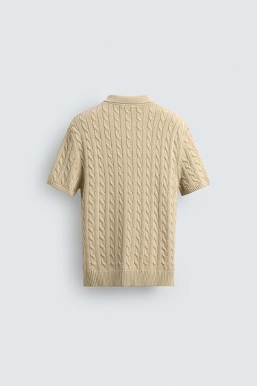 POLO PUNTO ESTRUCTURA TRENZAS - Mantequilla de Zara