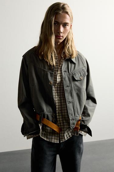 Zara CROPPED EPAULET JACKET - Sea green