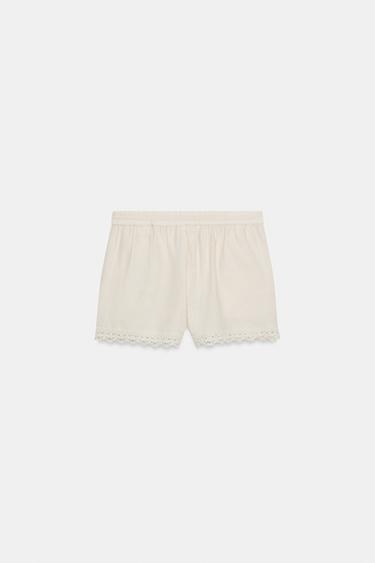 SHORT BRODÉ AVEC LIN ZW COLLECTION - Écru de Zara - Image 5
