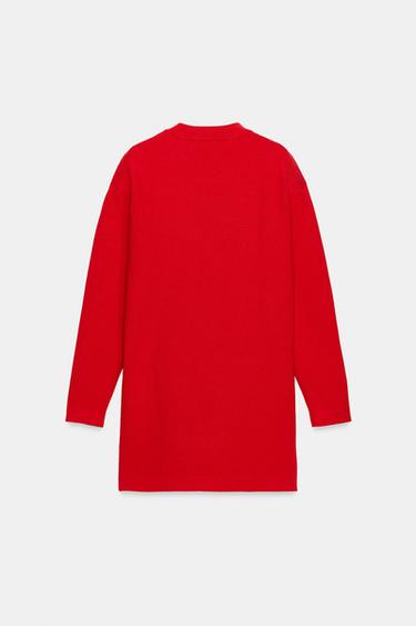 ROBE EN MAILLE À EMMANCHURE TOMBANTE - Rouge de Zara - Image 5