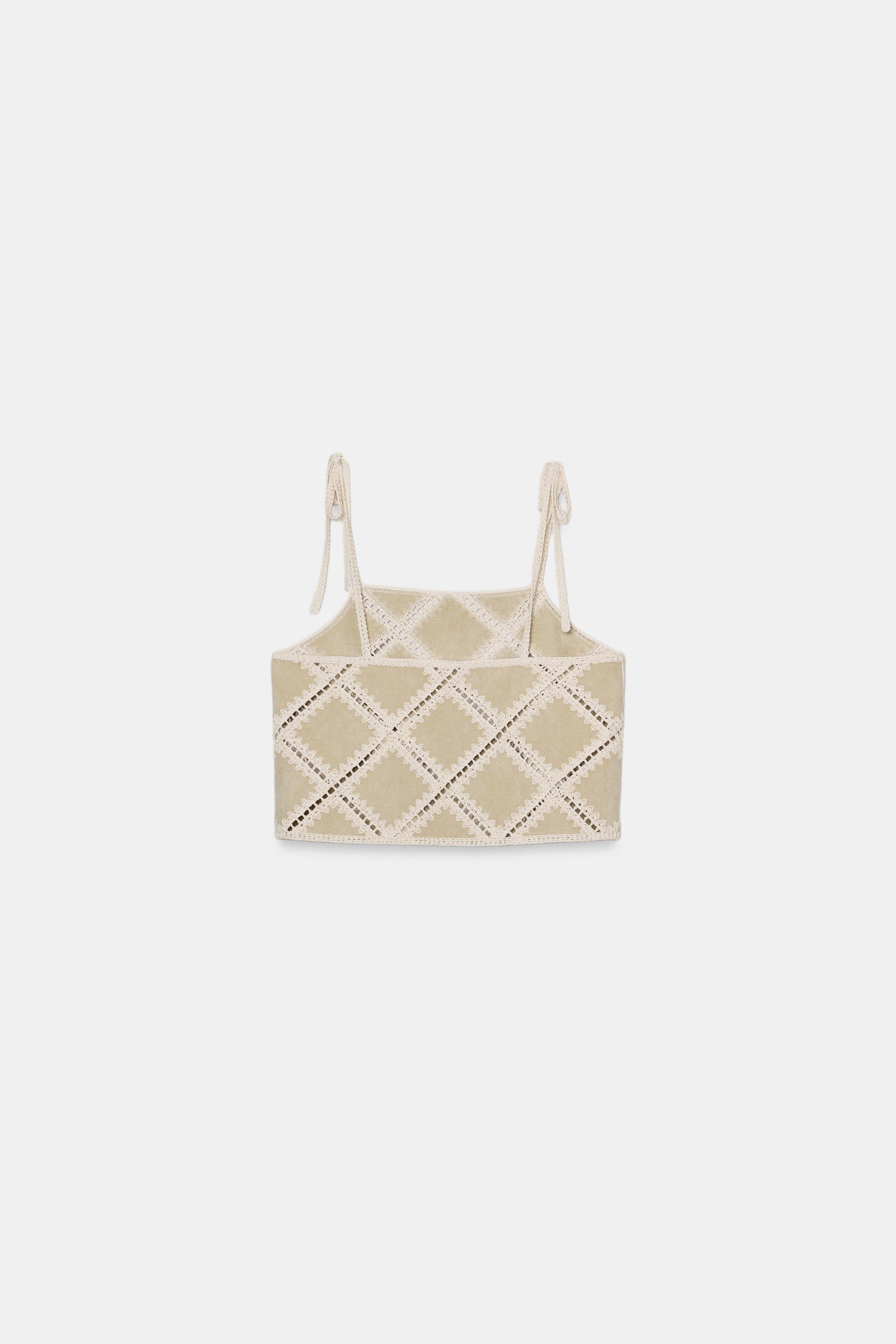 PATCHWORK STRAPPY TOP - Ecru | ZARA United States