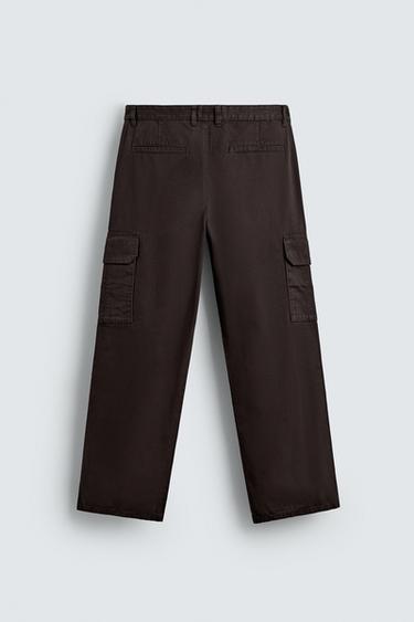 TWILL CARGO TROUSERS - Chocolate by Zara - Image 6