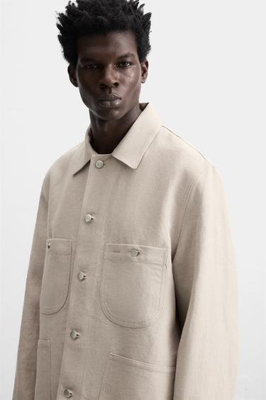 100% LINEN JACKET WITH POCKETS - Sand by Zara - Image 4