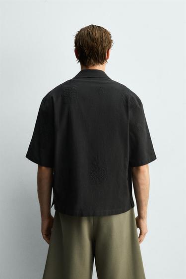 CUTWORK EMBROIDERED SHIRT - Black by Zara - Image 2