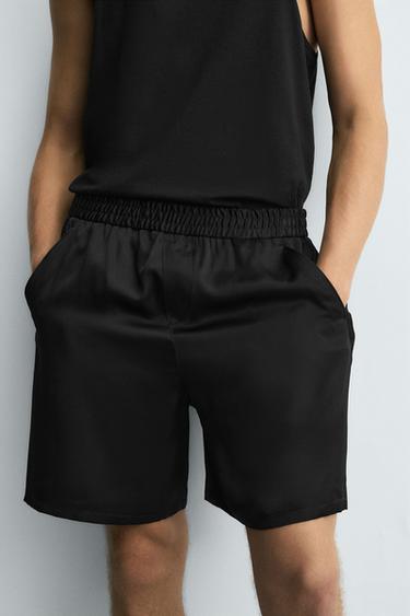 BERMUDA SATINÉ COUPE DÉCONTRACTÉE - Noir de Zara