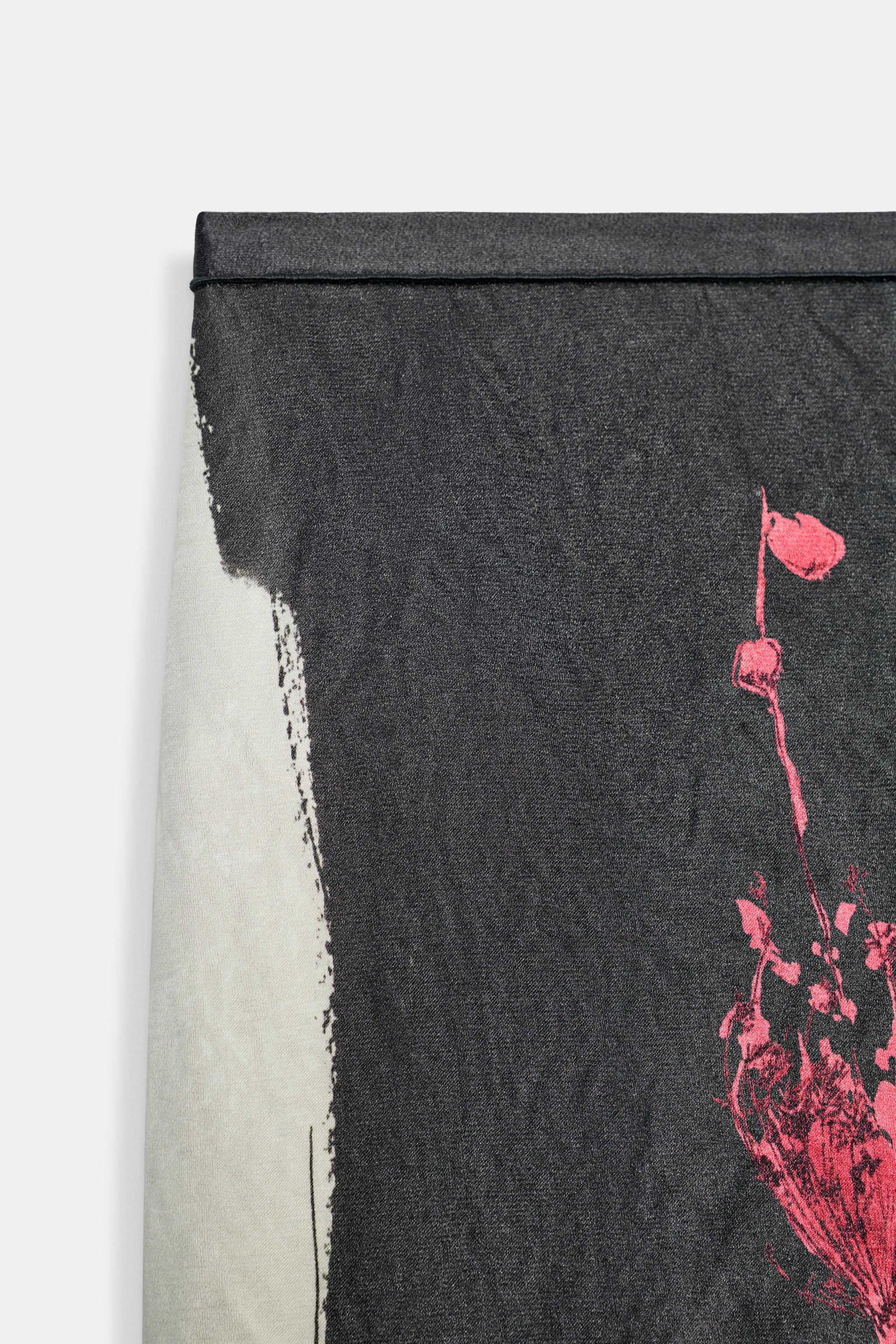 Zara ZW COLLECTION DESENLİ MİDİ ETEK görsel 4