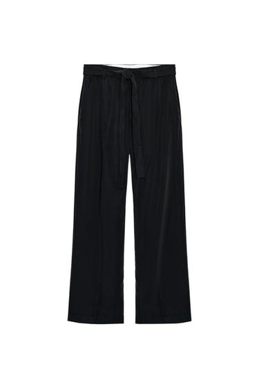 PANTALÓN PLIEGUE LAZADA - Negro de Zara
